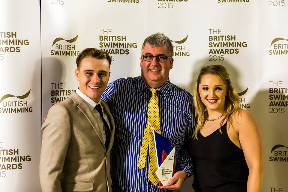 Glenn with Charlotte and Ollie at the 2015 British Swimming Awards
